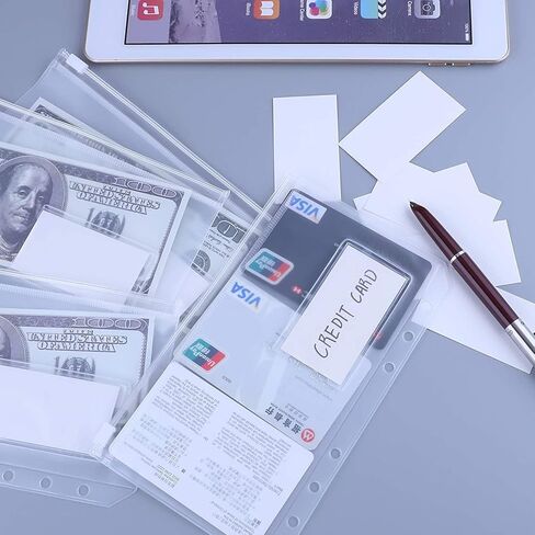 12PCS A6 Binder Pockets with Label Pocket, PVC Cash Budget Zipper Envelopes 6-Holes Pouches Folders for A6 Notebook Binder(A5 Size) in Kuwait