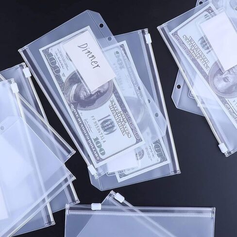 12PCS A6 Binder Pockets with Label Pocket, PVC Cash Budget Zipper Envelopes 6-Holes Pouches Folders for A6 Notebook Binder(A5 Size) in Kuwait