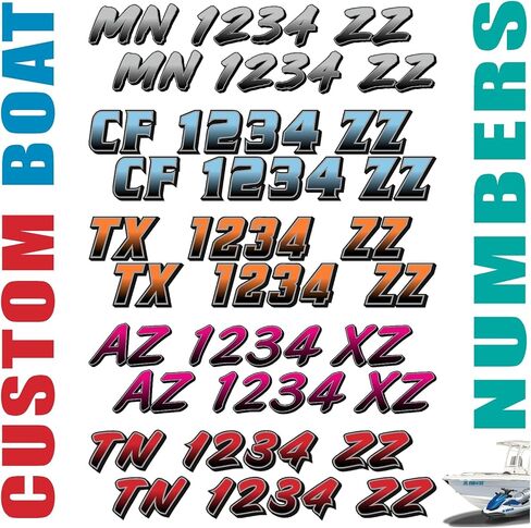 Custom Boat Registration Numbers & Letters (Two Decals) Vinyl Marine Hull ID Stickers X2 GR in Kuwait