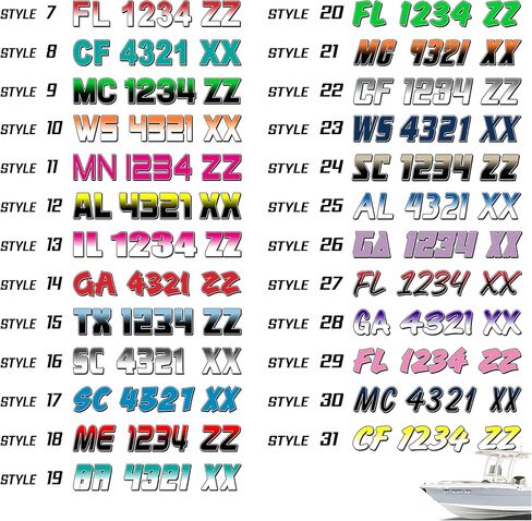 Custom Boat Registration Numbers & Letters (Two Decals) Vinyl Marine Hull ID Stickers X2 GR in Kuwait