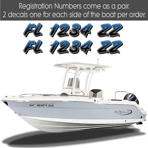 Custom Boat Registration Numbers & Letters (Two Decals) Vinyl Marine Hull ID Stickers X2 GR in Kuwait