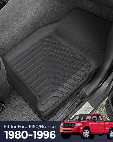 CreekT® for Ford F150 & Bronco Floor Mats 1980-1996, for F250/F350 1980-1997 All Weather Floor Mats, Custom Fit for Ford F-150 & Bronco, 2-Piece Front Set Rubber Heavy Duty Classic Truck Accessories​ in Kuwait