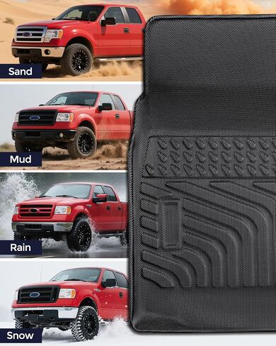 CreekT® for Ford F150 & Bronco Floor Mats 1980-1996, for F250/F350 1980-1997 All Weather Floor Mats, Custom Fit for Ford F-150 & Bronco, 2-Piece Front Set Rubber Heavy Duty Classic Truck Accessories​ in Kuwait