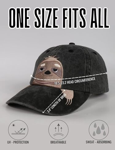 InnoBeta Sloth Gifts for Women Men, Sloth Cap Embroidered Adjustable Hat Gifts Accessory for Birthday & Christmas Grey in Saudi Arabia