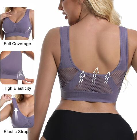 5-Pack Sports Bras for Women Set Sports Bra Push Up Compression Padded Comfy Minimizer Wireless Bralettes for Running Yoga in Saudi Arabia