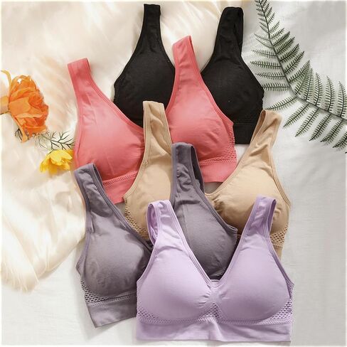 5-Pack Sports Bras for Women Set Sports Bra Push Up Compression Padded Comfy Minimizer Wireless Bralettes for Running Yoga in Saudi Arabia