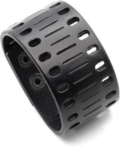 Xusamss Punk Jewelry Wristband Hollow Wide Leather Arm Cuff Bracelet in Saudi Arabia