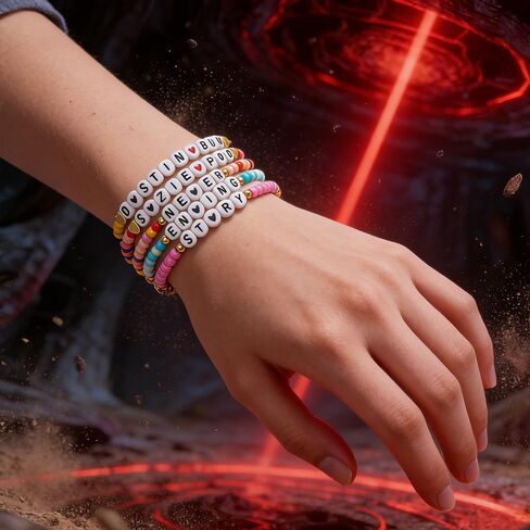 Strange Horror Inspired Bracelets Set BFF Friendship Stackable Stretch Colorful Beaded Bracelets for Women Men Valentine Day Gift 5PCS in Saudi Arabia
