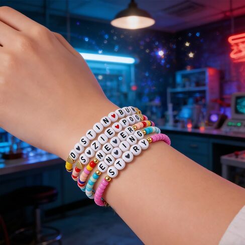Strange Horror Inspired Bracelets Set BFF Friendship Stackable Stretch Colorful Beaded Bracelets for Women Men Valentine Day Gift 5PCS in Saudi Arabia