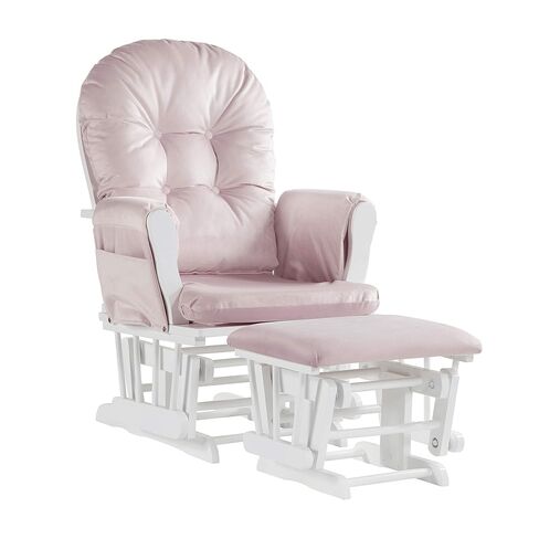 Suite Bebe Carson Glider and Ottoman in White Wood and Oyster Gray Fabric in Kuwait