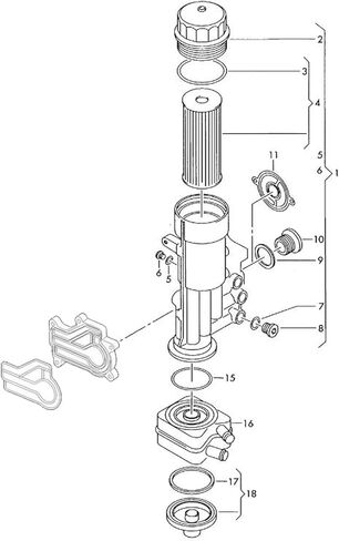 سيارة زيت المحرك برودة مبيت مرشح التدفق العالي ختم طوقا طقم تصليح ل 30-35 2009 2010 2011 2012 2013 2014 2015 2016 2.5 TDI in Kuwait