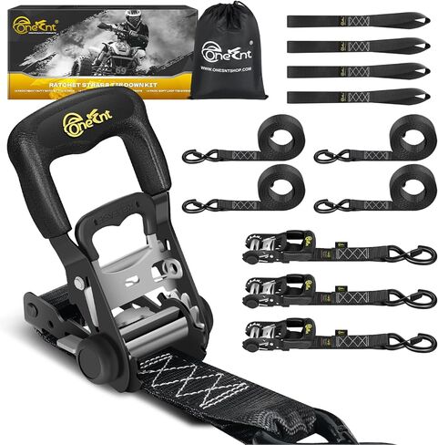 4Pcs 1.6"x16ft Heavy Duty Ratchet Straps with Padded Handles+Coated S Hooks+Soft Loop Tie-Downs-6000 Pound Break Strength for Ratchet Strap Tie Down Kit in Kuwait