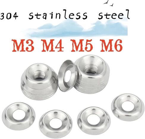 50-100pcs M3 M4 M5 M6 Gasket Concave Convex Tapered Spherical Cone Washer 304 A2-70 Stainless Steel 6# 8# 10# 12# Cup Washers(M4 13 2.5-100pcs) in Saudi Arabia