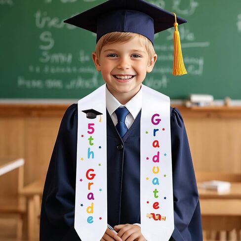 Rakuto 5th Grade Graduation Stole, Class of 2025 Fifth Grad Decorations Supplies, Elementary Graduation Sash Decor for Students Boys Girls in Kuwait