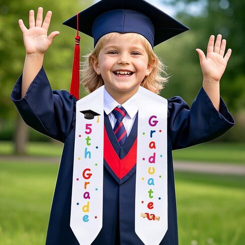 Rakuto 5th Grade Graduation Stole, Class of 2025 Fifth Grad Decorations Supplies, Elementary Graduation Sash Decor for Students Boys Girls in Kuwait