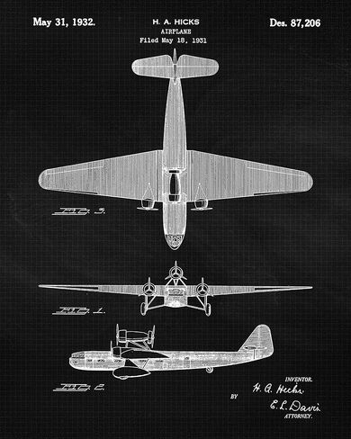 Vintage Propeller Airplane Patent Prints, 4 (8x10) Unframed Photos, Wall Art Decor Gifts for Home Office Gears Garage College School Student Teacher Aircraft Mechanic Pilot Aviation NASA Engineer Fans in Kuwait