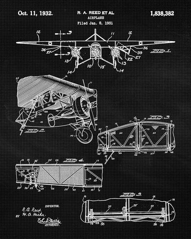 Vintage Propeller Airplane Patent Prints, 4 (8x10) Unframed Photos, Wall Art Decor Gifts for Home Office Gears Garage College School Student Teacher Aircraft Mechanic Pilot Aviation NASA Engineer Fans in Kuwait
