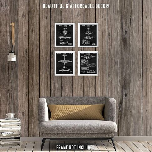 Vintage Propeller Airplane Patent Prints, 4 (8x10) Unframed Photos, Wall Art Decor Gifts for Home Office Gears Garage College School Student Teacher Aircraft Mechanic Pilot Aviation NASA Engineer Fans in Kuwait