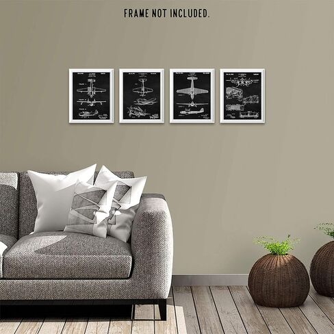 Vintage Propeller Airplane Patent Prints, 4 (8x10) Unframed Photos, Wall Art Decor Gifts for Home Office Gears Garage College School Student Teacher Aircraft Mechanic Pilot Aviation NASA Engineer Fans in Kuwait