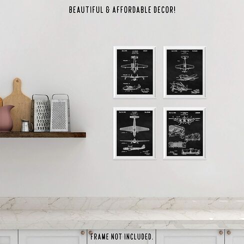 Vintage Propeller Airplane Patent Prints, 4 (8x10) Unframed Photos, Wall Art Decor Gifts for Home Office Gears Garage College School Student Teacher Aircraft Mechanic Pilot Aviation NASA Engineer Fans in Kuwait