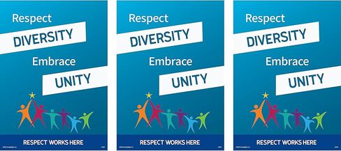 ComplyRight Respect Works Here - Respect Diversity, Embrace Unity Poster | 10" x 14" | Workplace Policies in Kuwait