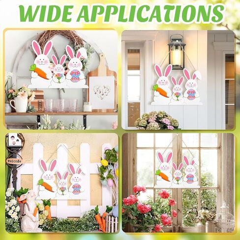 Wooden Easter Decoration Rabbit Door Wreath for Front Door Sign Wall Signs Spring Decoration, Bunny Sign Welcome Hanging for Home Wall Decor Party Outdoor indoor Supply Happy Easter in Saudi Arabia
