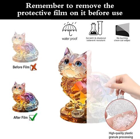 Rainbow Crystal Cat Figurine Acrylic Desktop Decoration, Suitable for Home Décor in Living Room or Office. Idea Gift Choice: Halloween, Christmas, Birthday, Anniversary, Valentine's Day, Celebrations in Saudi Arabia