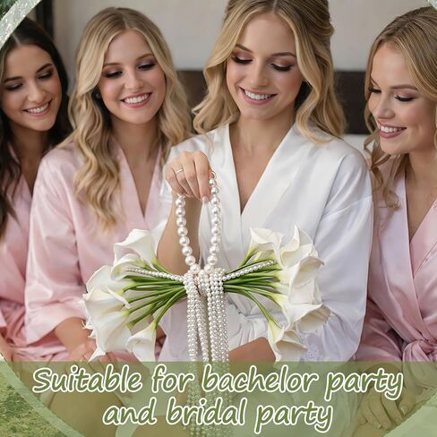 Yinder 14 Pcs Calla Lily Bridal Bouquet with Pearl Handle, Bridal Pearly Wedding Bouquet with Flowers with Pearl Bead for Wedding Marriage Party Church Bridesmaid in Saudi Arabia