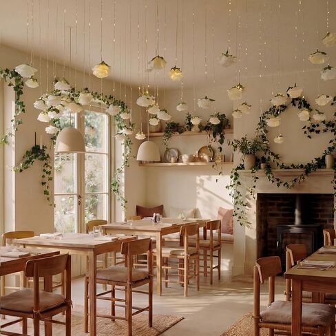 42 Pcs 3.28 ft White Rose Flower Garland Hanging Artificial Wedding Flowers Ceiling Vine Decor Fake Floating Floral Garlands with Hooks for Wall Wedding Backdrop Bachelorette Bridal Shower Party in Saudi Arabia