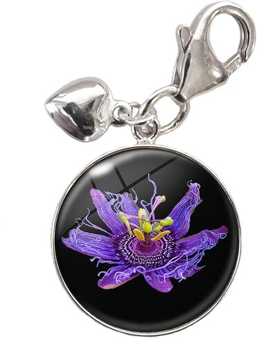 Passion Flower .925 Sterling Silver Charm in Saudi Arabia