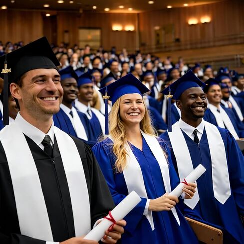 طقم قبعة التخرج وثوب 2026 مع حبل شرف ذهبي وشرابة لاحتفالات الجامعة في المدرسة الثانوية والكلية in Kuwait