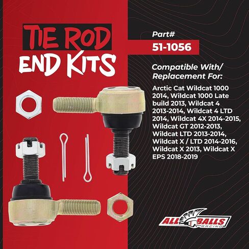 All Balls Racing 51-1056 Tie Rod End Kit Compatible with/Replacement For Arctic Cat Wildcat 1000 2014 in Saudi Arabia