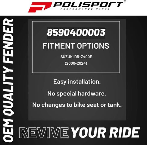 Polisport Motocross (MX) Restyle Front Fender Suzuki DR-Z400E (2000-24) Dirt Bike – OEM Quality, Durable, Flexible & Perfect Fit – White in Kuwait
