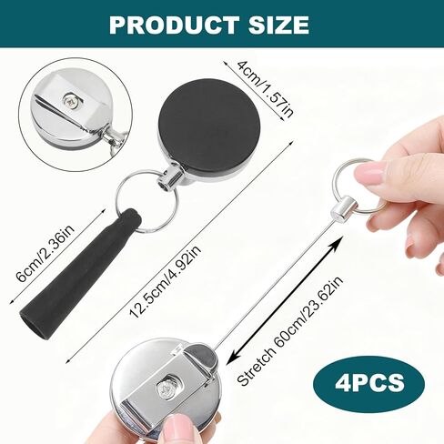 4 قطع حامل أقلام قابل للسحب، حامل أقلام رصاص من السيليكون المرن، سلك فولاذي شديد التحمل قابل للسحب حامل أقلام رصاص - مضاد للخسارة للنجارين والممرضات والنادلات وعمال البناء in Kuwait