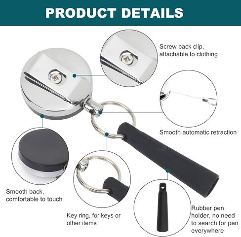 4 قطع حامل أقلام قابل للسحب، حامل أقلام رصاص من السيليكون المرن، سلك فولاذي شديد التحمل قابل للسحب حامل أقلام رصاص - مضاد للخسارة للنجارين والممرضات والنادلات وعمال البناء in Kuwait