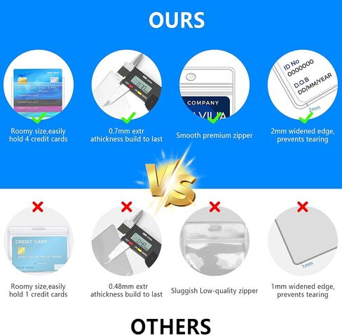 حامل شارة SEAVILIA 20 حزمة، حامل هوية شفاف مقاوم للماء مع سحاب قابل للإغلاق، حامل بطاقة اسم أفقي 4.1 بوصة × 3.3 بوصة للممرضات والمكتب، يناسب بطاقة الهوية/بطاقة الائتمان/بطاقة الطالب in Kuwait