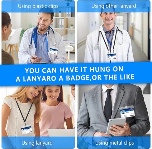 حامل شارة SEAVILIA 20 حزمة، حامل هوية شفاف مقاوم للماء مع سحاب قابل للإغلاق، حامل بطاقة اسم أفقي 4.1 بوصة × 3.3 بوصة للممرضات والمكتب، يناسب بطاقة الهوية/بطاقة الائتمان/بطاقة الطالب in Kuwait