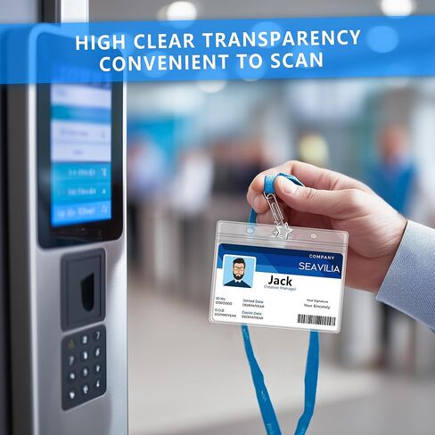 حامل شارة SEAVILIA 20 حزمة، حامل هوية شفاف مقاوم للماء مع سحاب قابل للإغلاق، حامل بطاقة اسم أفقي 4.1 بوصة × 3.3 بوصة للممرضات والمكتب، يناسب بطاقة الهوية/بطاقة الائتمان/بطاقة الطالب in Kuwait
