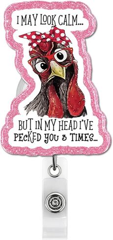 Funny Chicken Rooster Gifts Badge Reel Retractable for Women, ID Badge Reel Holder with Alligator Clip for Chicken Lover Office Staff Coworker Teacher Nurse Doctor in Saudi Arabia