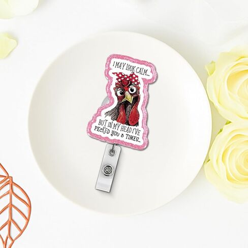 Funny Chicken Rooster Gifts Badge Reel Retractable for Women, ID Badge Reel Holder with Alligator Clip for Chicken Lover Office Staff Coworker Teacher Nurse Doctor in Saudi Arabia