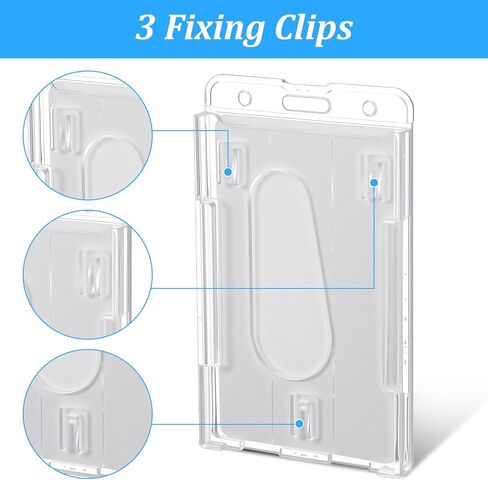 25 Pack Vertical 2-Card Badge Holder, Heavy Duty Hard Plastic ID Card Holder with Thumb Slot, Clear PC Protector Sleeve for Office, School, Credit Cards & Driver's Licenses in Kuwait