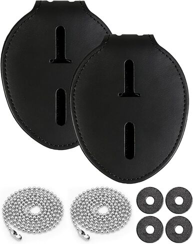 عبوتان من حامل شارة الشرطة، حامل شارة إنفاذ القانون من جلد البقر مع مشبك حزام معدني وسلسلة خرز من الفولاذ المقاوم للصدأ، أسود in Kuwait