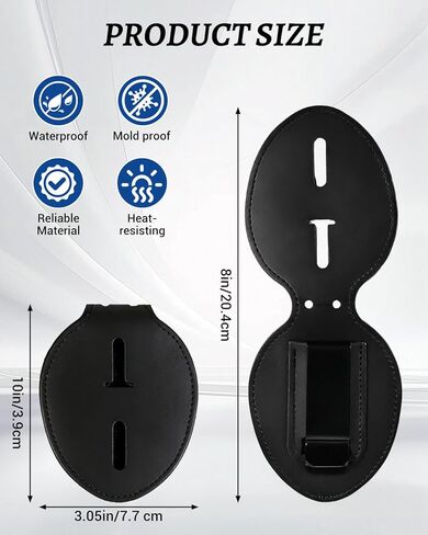 عبوتان من حامل شارة الشرطة، حامل شارة إنفاذ القانون من جلد البقر مع مشبك حزام معدني وسلسلة خرز من الفولاذ المقاوم للصدأ، أسود in Kuwait