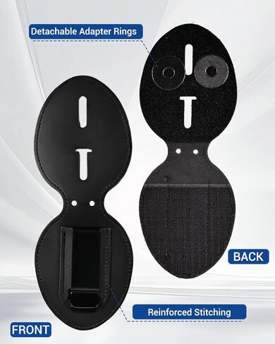 عبوتان من حامل شارة الشرطة، حامل شارة إنفاذ القانون من جلد البقر مع مشبك حزام معدني وسلسلة خرز من الفولاذ المقاوم للصدأ، أسود in Kuwait