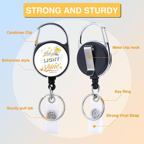 Boho Retractable ID Badge Holder - 2PCS Bible Verse ID Badge Holders Reel Carabiner Clip Retractable ID Name Tag Card Keychain Accessories for Women Teachers Nurse Students Religious Christian Gifts in Saudi Arabia