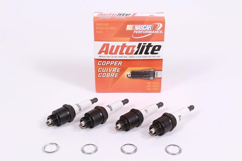 Box of 4 Genuine Autolite 85 Copper Resistor Spark Plugs 14mm Thread 3/8" Reach in Kuwait