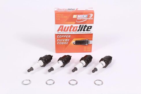 Box of 4 Genuine Autolite 85 Copper Resistor Spark Plugs 14mm Thread 3/8" Reach in Kuwait