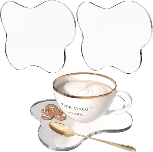 2 PCS Acrylic Coasters, Cute Drink Coaster for Coffee Table, Desktop Heat-Resistant Coaster, Clear Coaster for Home Office Desk, Accessory for Desktop Protection, Cloud-Shaped in Saudi Arabia