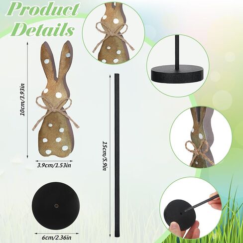5 Pieces Easter Table Decorations Wooden Bunny Table Sign Vintage Rabbit Tall Standing Tabletop Decor Rustic Easter Block Centerpiece for Spring Party Farmhouse Freestanding Home Office in Kuwait