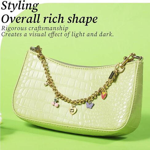 Cherry Charms, Purse Extender Chain, Two Point Bag Charm Chain with Lobster Clasp, Butterfly Purse Chains, Purse Chain Charm, Purse Accessories for Women (Antique Gold) in Saudi Arabia